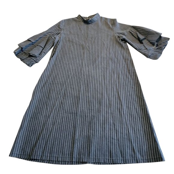 Belcorpo Dress Women’s Dark Gray White Striped Minimalist Boho Modest Sz S / M - Picture 1 of 11